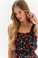 Cheeky Cherry linen mini jumpsuit